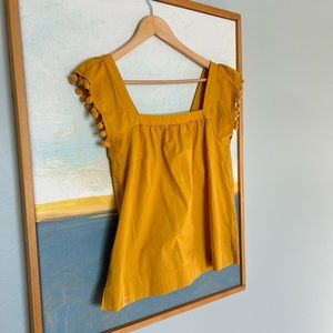 J.Crew Square Neck Pom Top